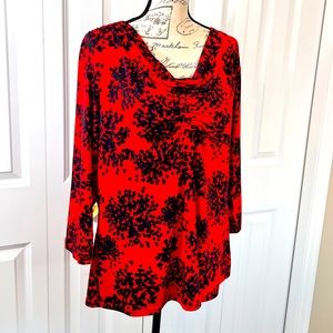 Red Print Blouse